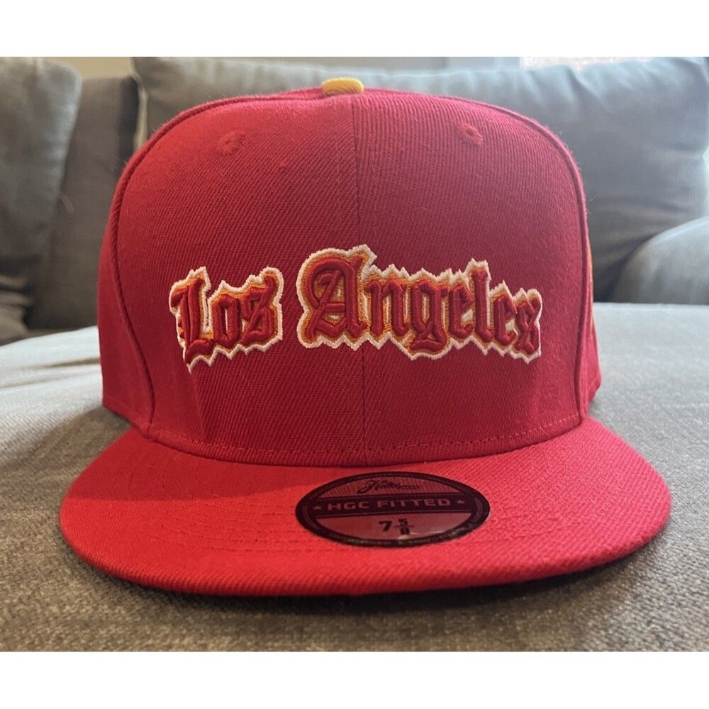 Los Angeles Headgear Classics HGC Fitted Hat 7 5/8 Embroidered Red New